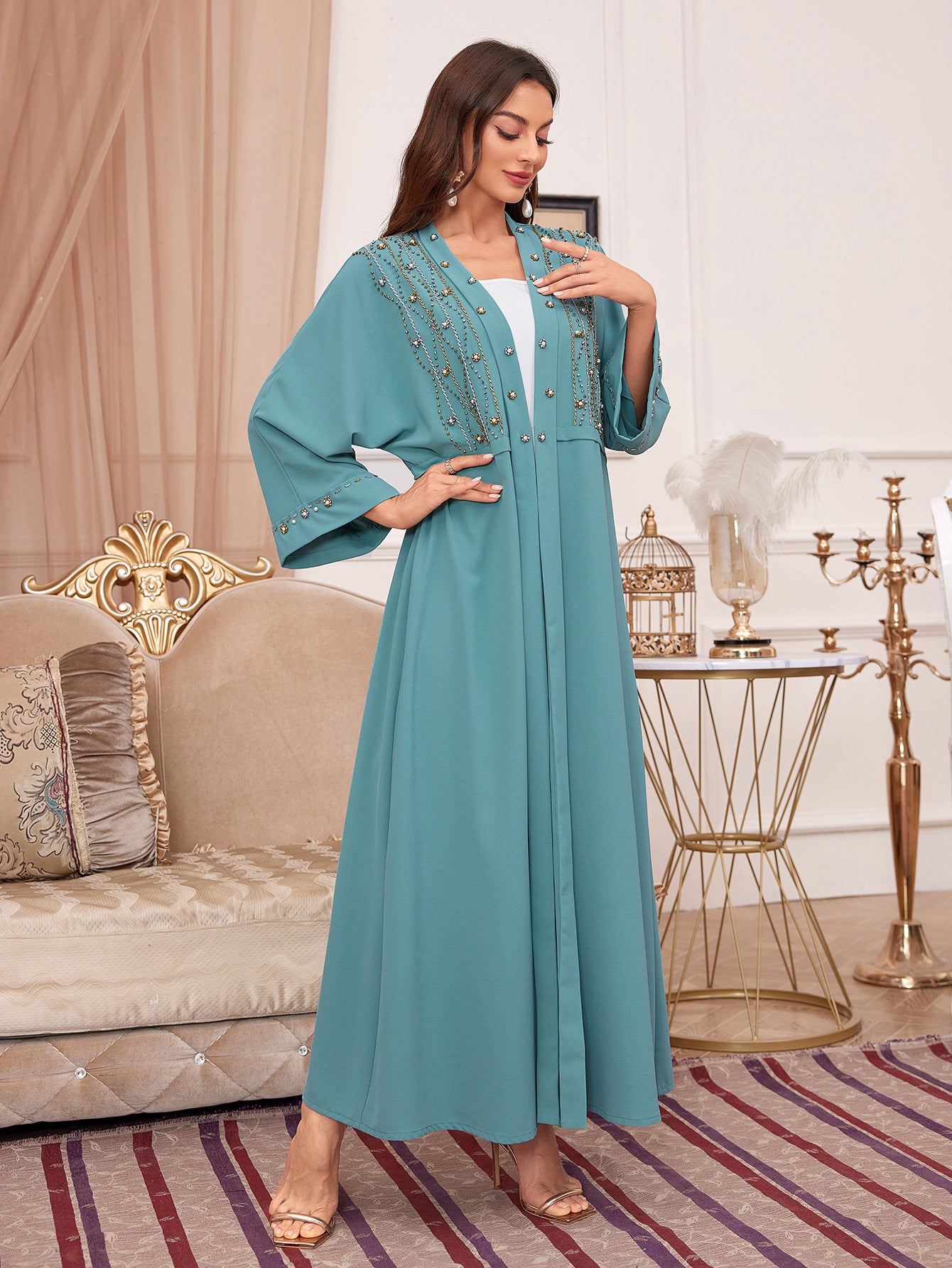Abaya Rhinestone Robe Dress