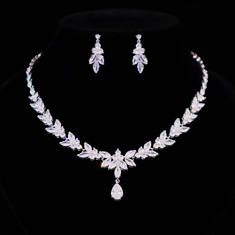 Wedding Jewelry 3-piece Set Crown Necklace Earrings