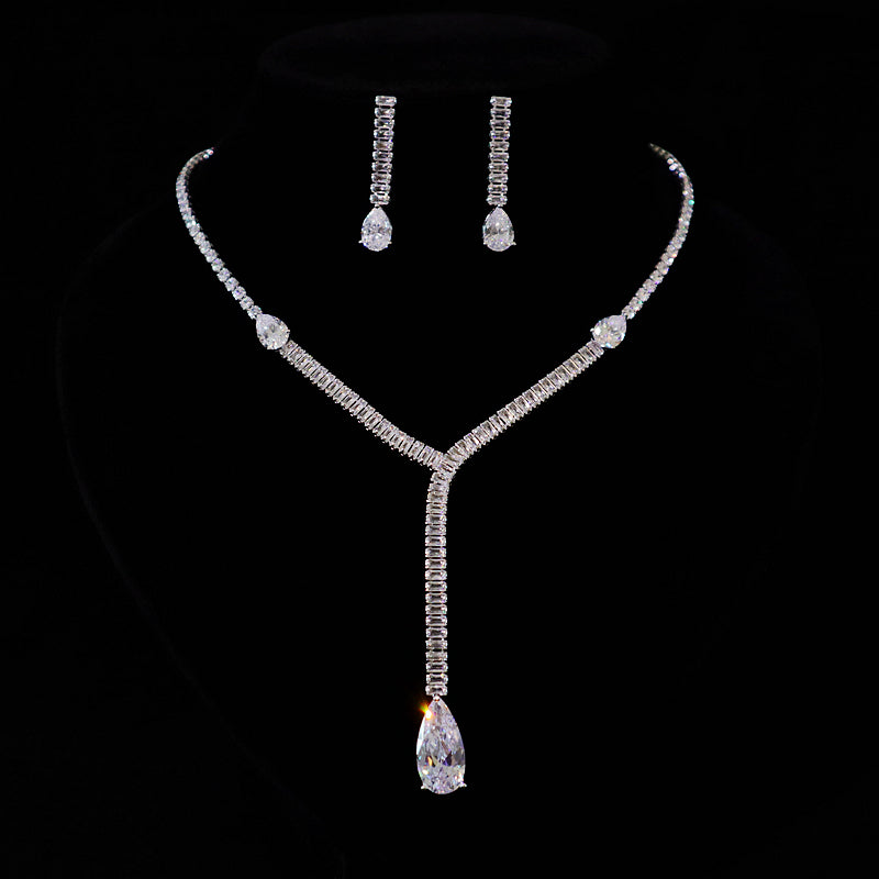 Water Drop Yellow Sapphire Necklace Earrings Set