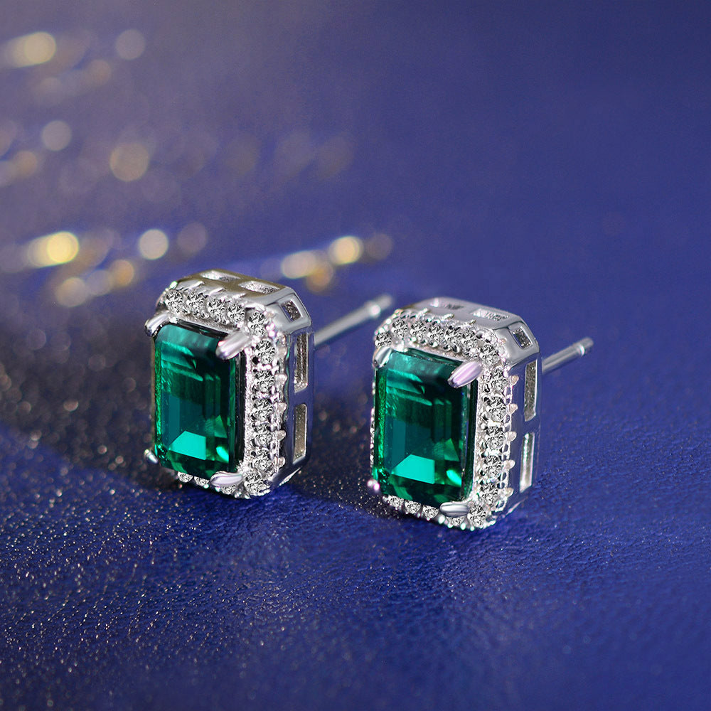 2ct Emerald Cut Emerald Stud Earrings