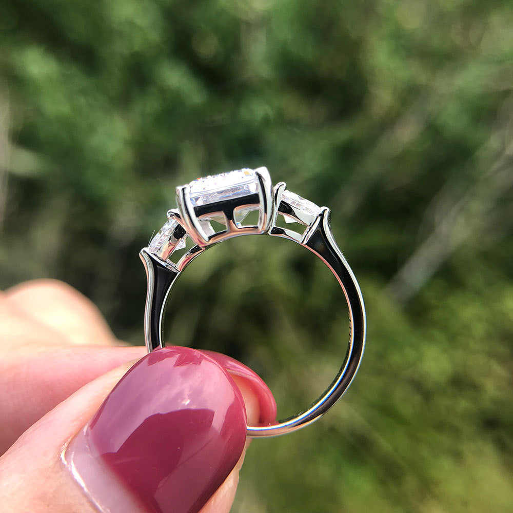 5ct Emerald Cut Pink Sugar Cube Pink Ring