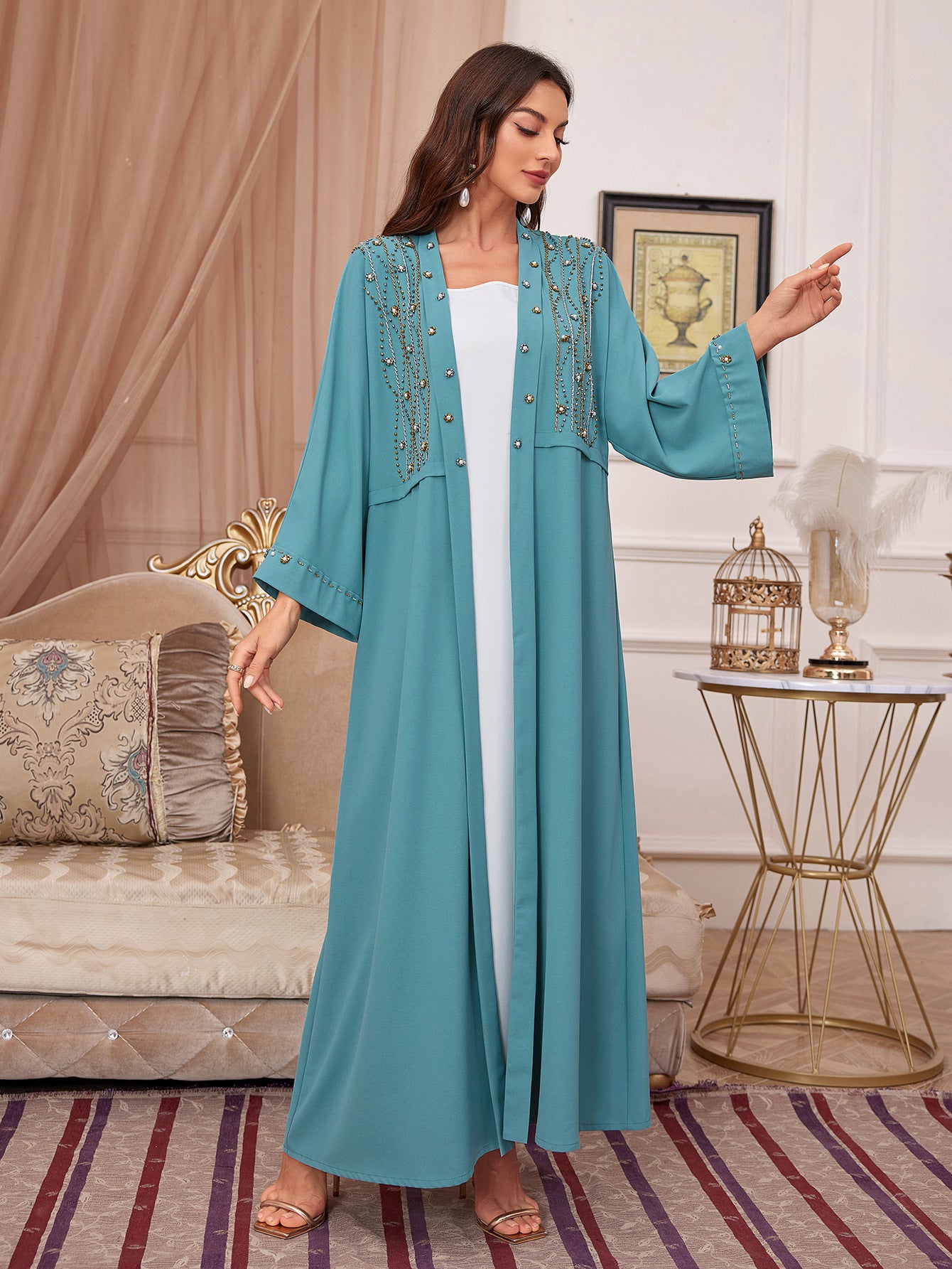 Abaya Rhinestone Robe Dress
