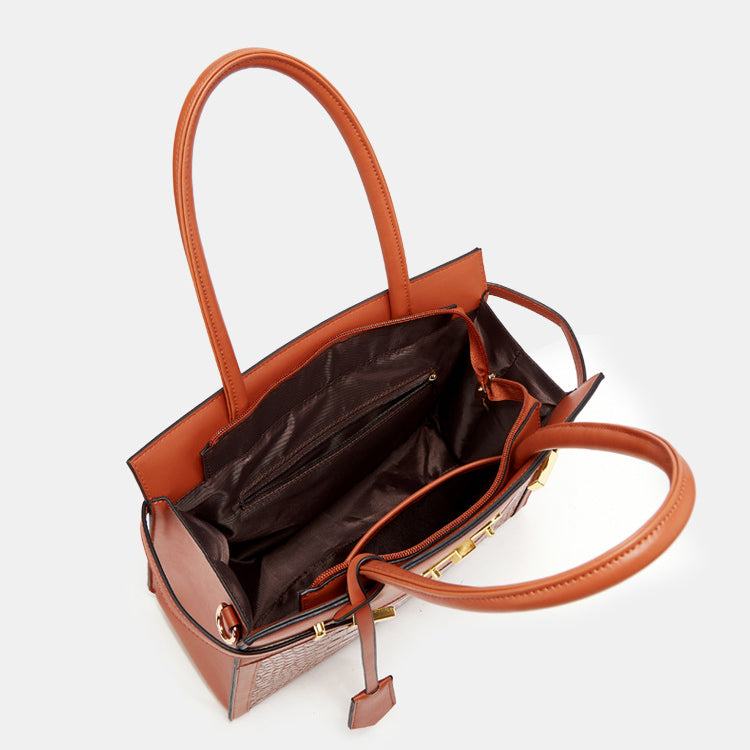 Large capacity light luxury leather handbag