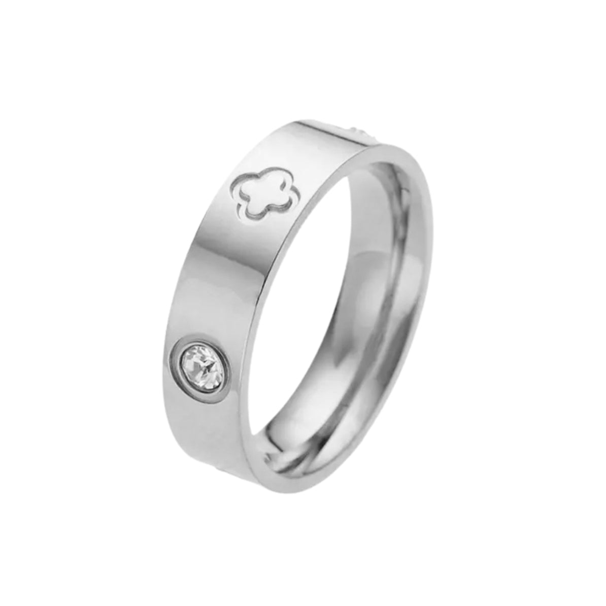 18K Gold Dome Clover Ring