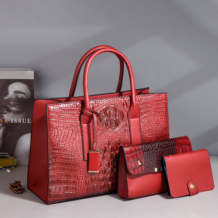 3 Set Crocodile Pattern Kelly Bag Handbag
