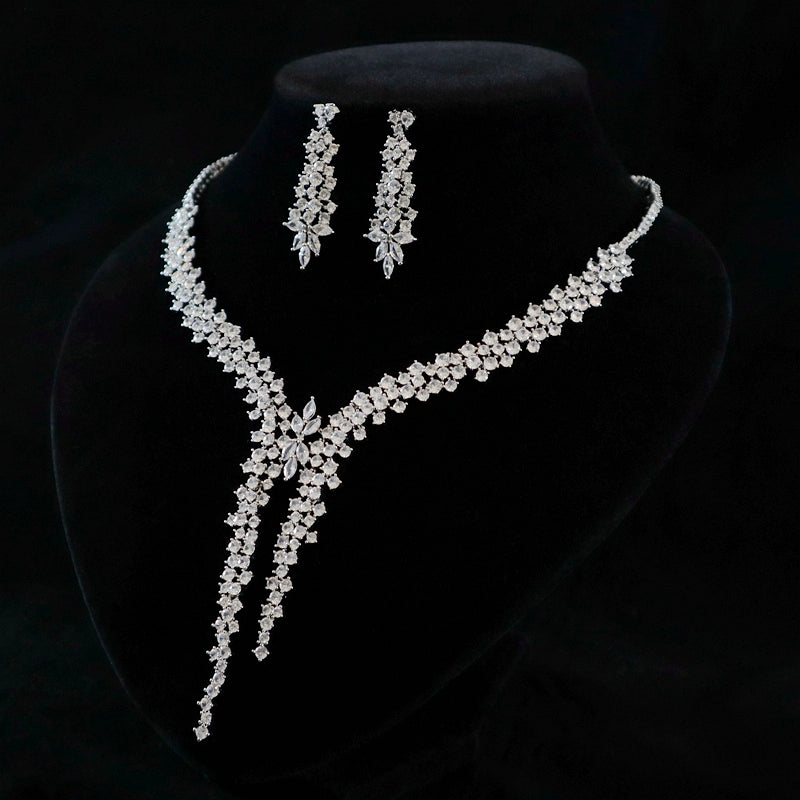 Wedding Jewelry Necklace Earrings Two-piece Set