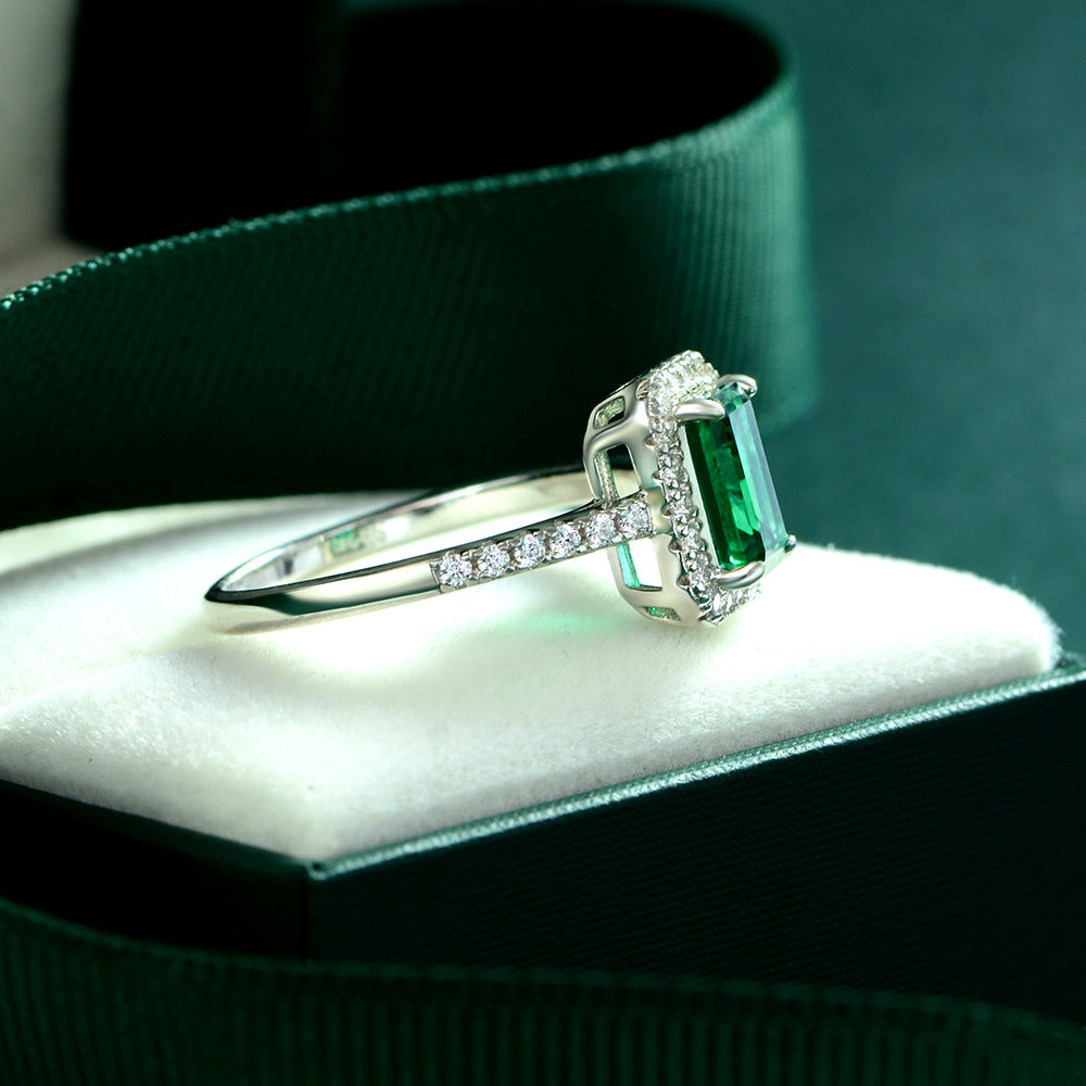 1.5ct Emerald Cut Emerald Engagement Ring