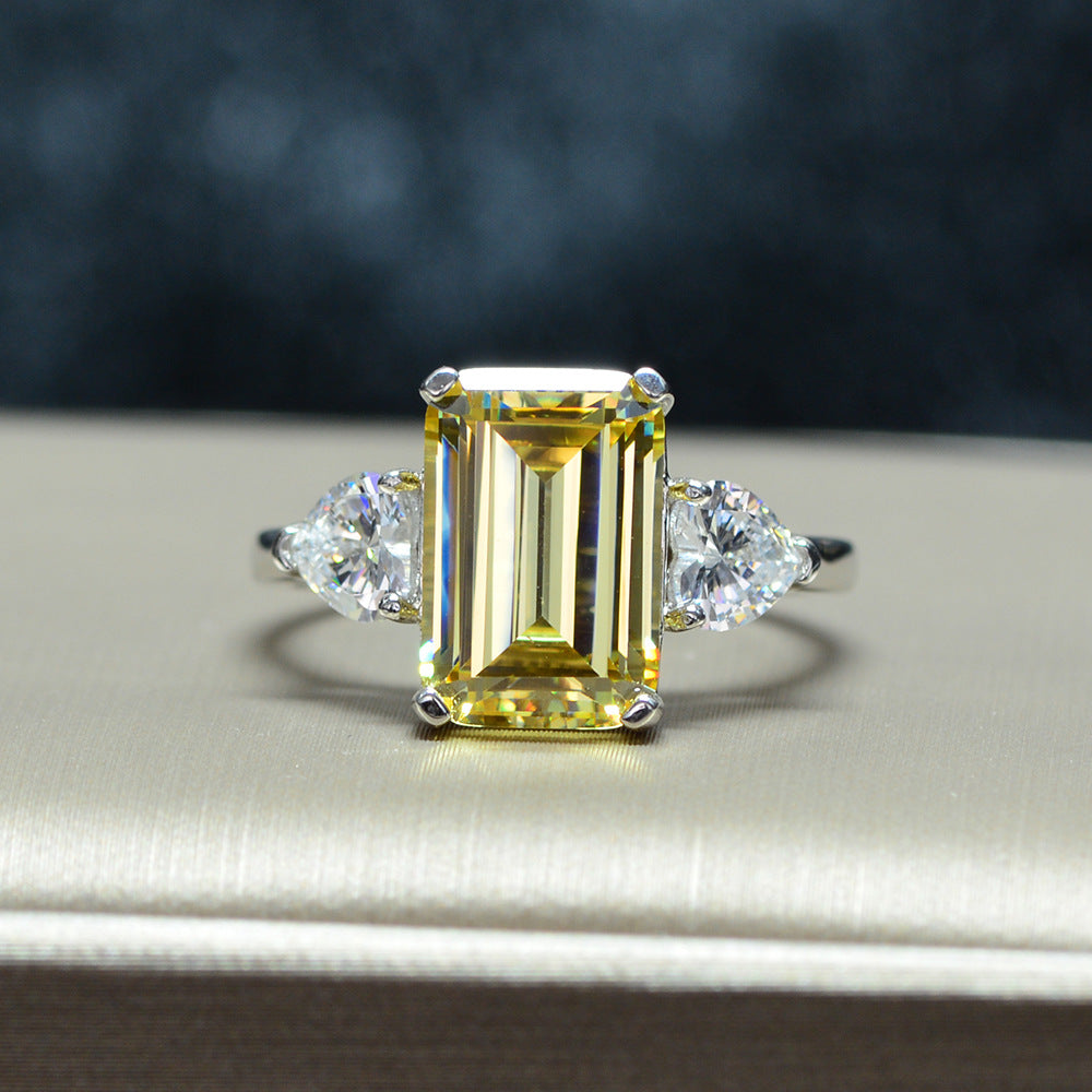 5ct Emerald Cut Pink Sugar Cube Pink Ring