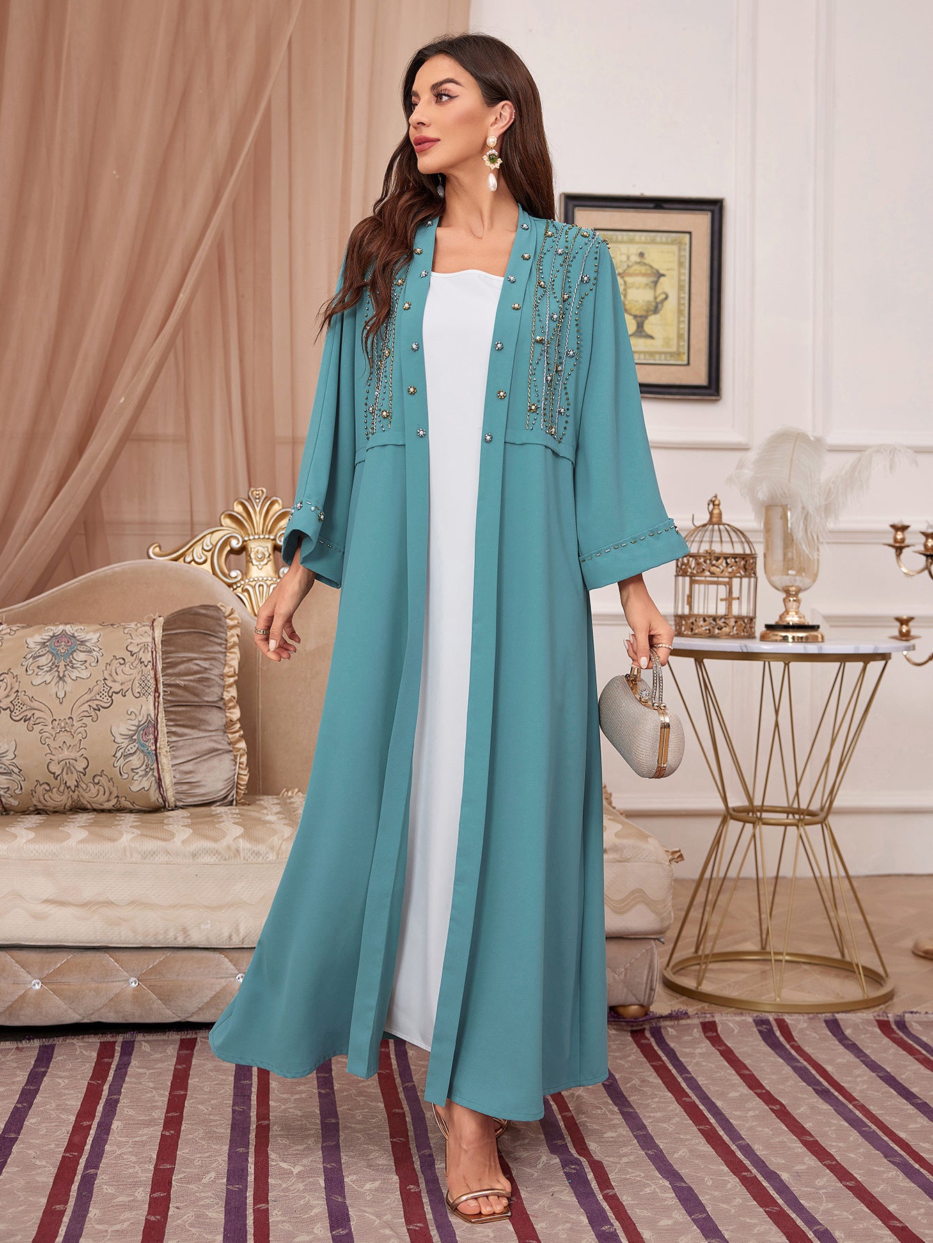 Abaya Rhinestone Robe Dress