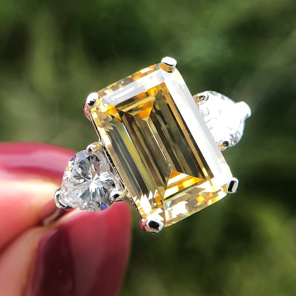 5ct Emerald Cut Pink Sugar Cube Pink Ring
