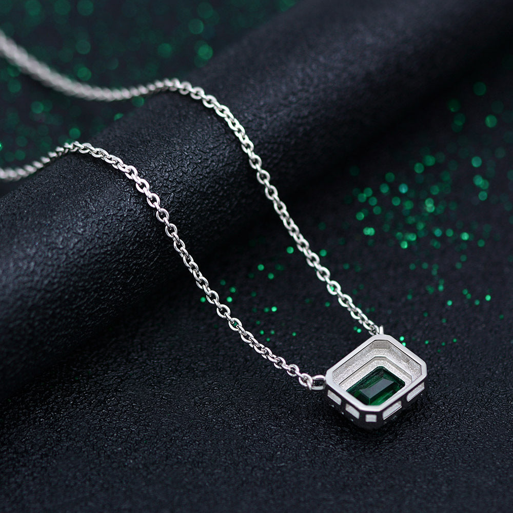 2ct Emerald Cut Emerald  Link Chain Necklace