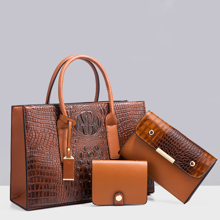 3 Set Crocodile Pattern Kelly Bag Handbag