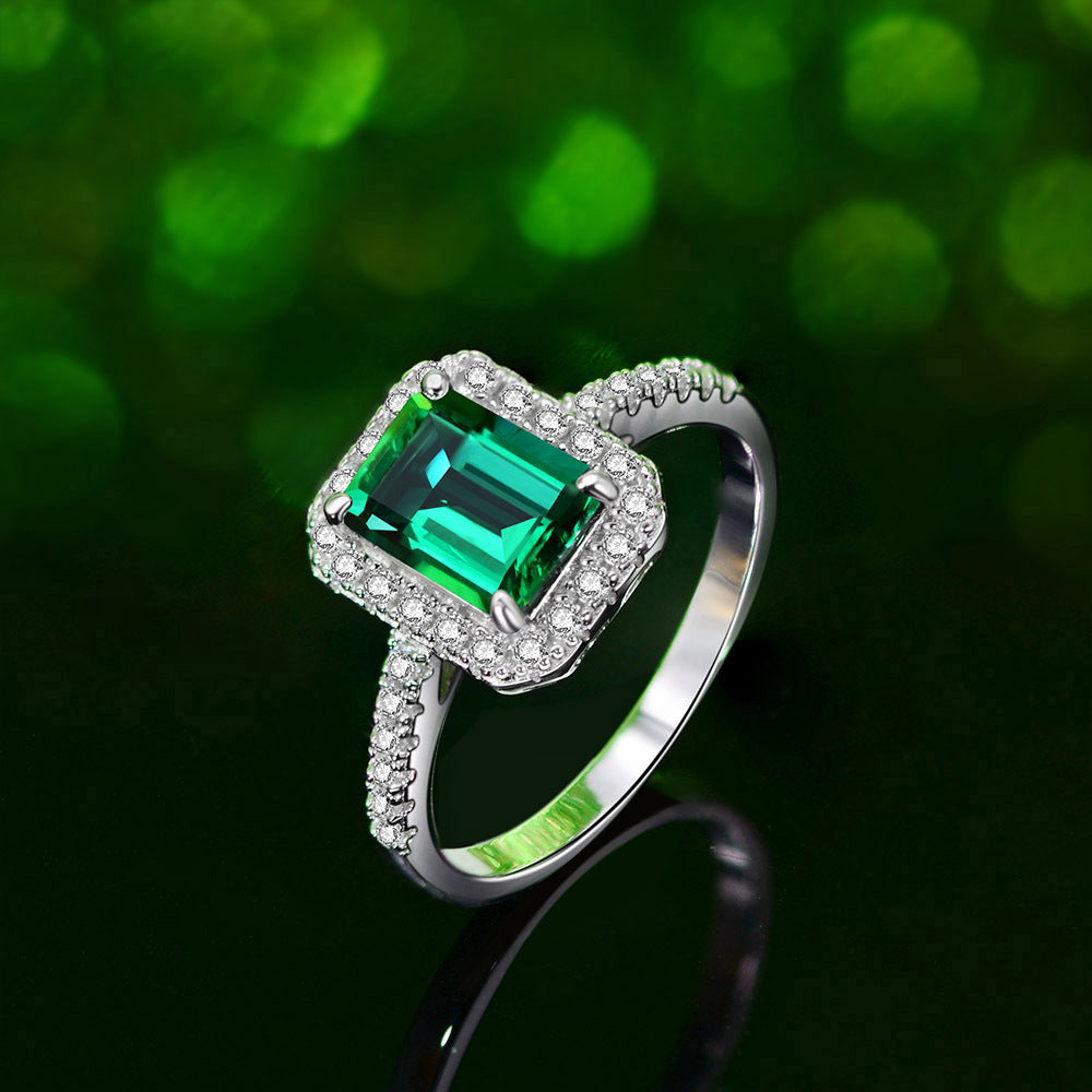 1.5ct Emerald Cut Emerald Engagement Ring