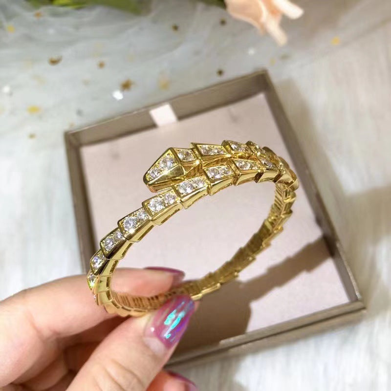 Micro Diamond Studded Snake-shaped Bracelet