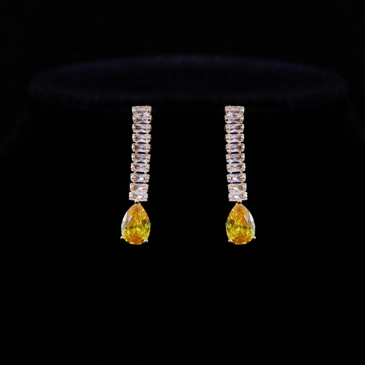 Water Drop Yellow Sapphire Necklace Earrings Set