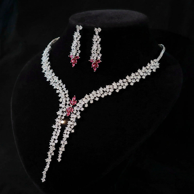 Wedding Jewelry Necklace Earrings Two-piece Set