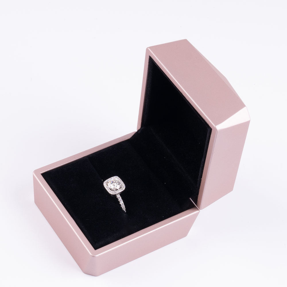 Stunna Lady 1CT 2CT Square Halo  Moissanite Ring